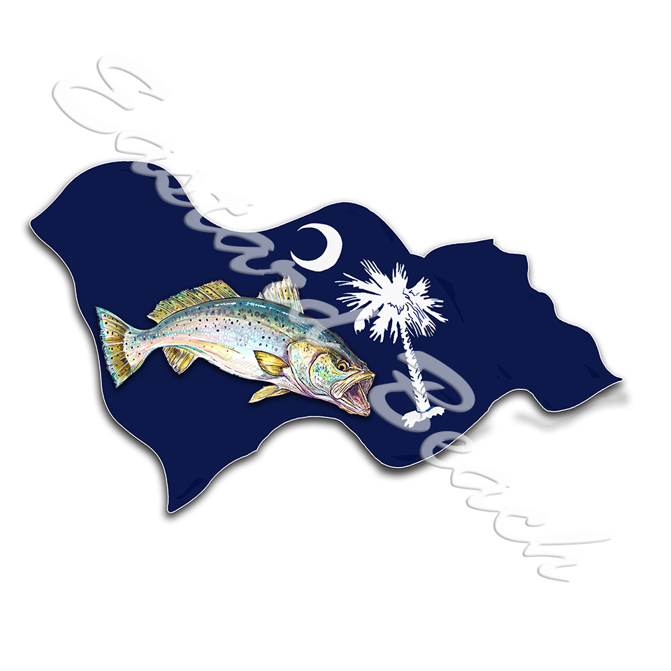 South Carolina Flag with Speckled Trout - Click Image to Close
